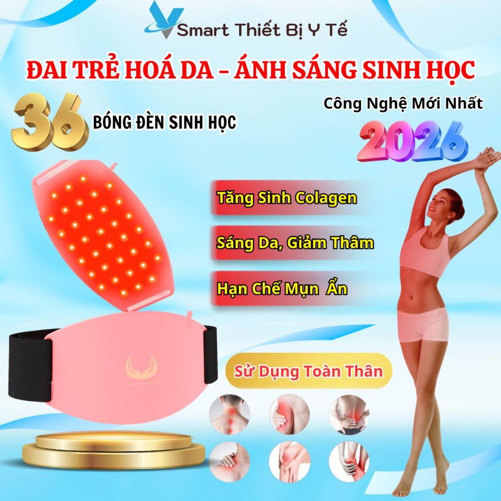 Đai Massage Giảm Mỡ Bụng, Đai Trẻ Hoá Làn Da Bằng Ánh Sáng Sinh Học Tăng Sinh Colagen Săn Chắc Da