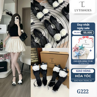 [Sẵn] Giày Búp Bê Nữ Sandal Nữ Dép Hoa Trà Đính Nơ Mũi Nhọn Đính Hoa Trà Tiểu Thư Sang Trọng Cao Cấp G222 Lytishoes