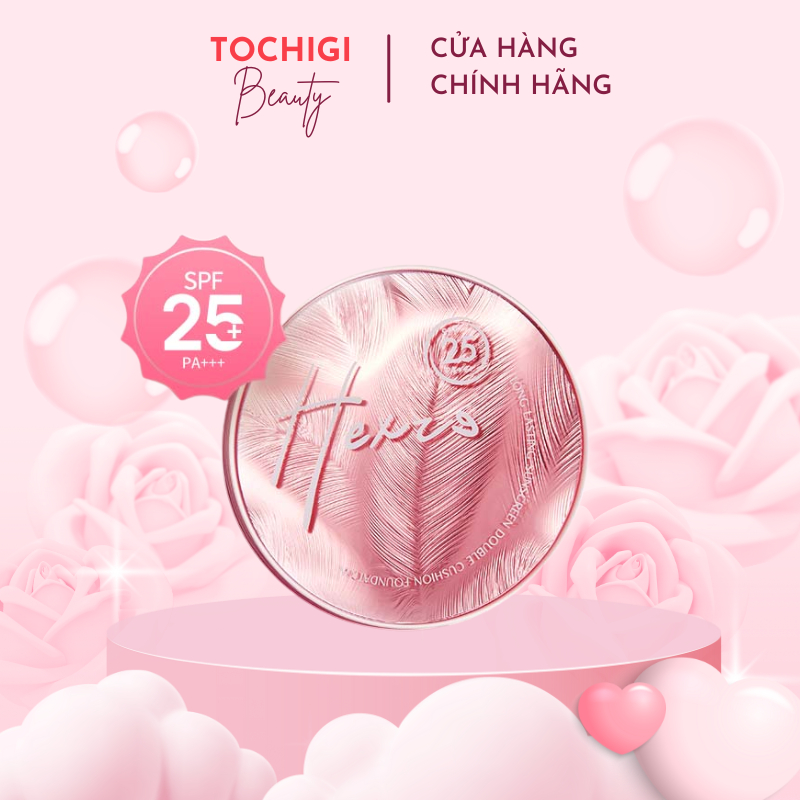 Cushion chống nắng dưỡng ẩm kèm phấn phủ 2 in1 HEXZE LongLasting Sunscreen Cushion SPF25 PA+++