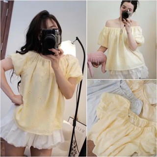 Áo Ren Xô Boi Hoa Thêu Tay Bồng Mặc 2 Kiểu Siêu Xinh Maia 1327 P13k27