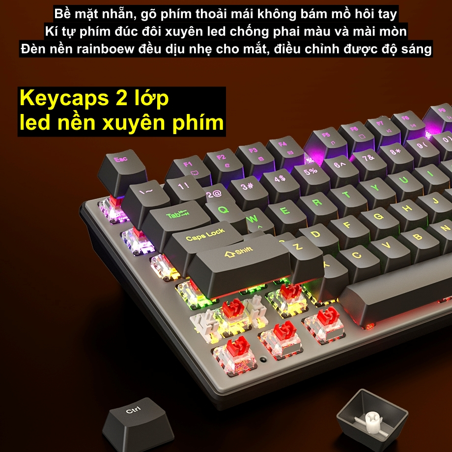 Bàn phím cơ gaming Meetion MK009 Fullsize 104 phím Hot-swappable (Red/Blue Switch), LED nền Rainbow | BigBuy360 - bigbuy360.vn