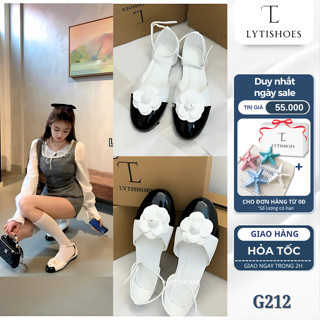 Giày Búp Bê Đế Bệt Hoa Trà Tiểu Thư Xinh Xắn Đính Hoa Trà Mũi Tròn Đế Bệt Nữ Tiểu Thư G212 Lytishoes