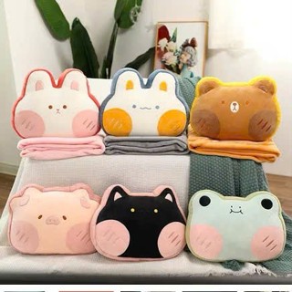 Bộ Chăn Gối Văn Phòng Đa Năng Hình Thú Tròn Mịn Mẫu Mới, Thú Kèm Chăn 2 Trong 1 Cho Bé Mang Đi Học