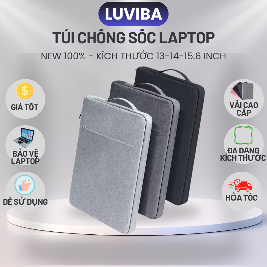 Túi chống sốc laptop 13 14 15.6 inch cao cấp, túi đựng bảo vệ laptop LUVIBA T1