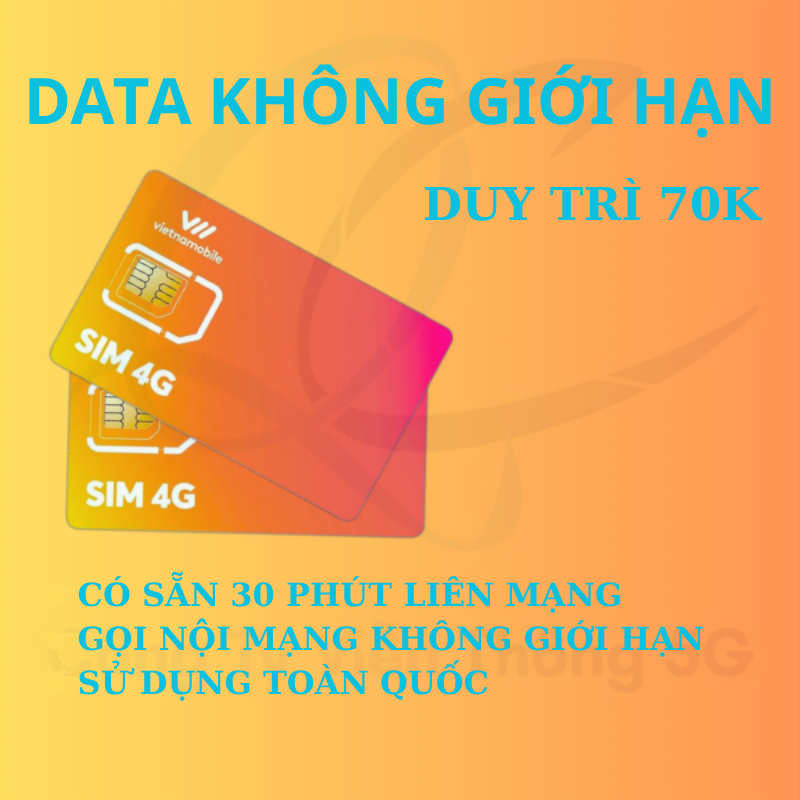 Sim 4G vietnamobile DATA KHÔNG GIỚI HẠN tặng 60k miễn phí tháng đầu sim chưa kích hoạt