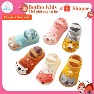Tất vớ chống trượt cổ ngắn có dây cài họa tiết hình thú cho bé trai bé gái Botibo kids