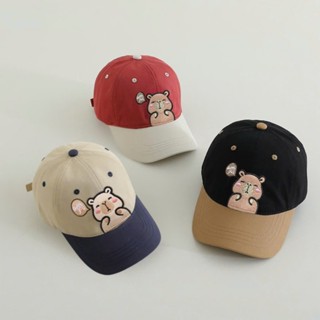 Mũ lưỡi trai cho bé form to (tùy chỉnh kích cỡ) thêu cabybara dễ thương vải kaki đứng form cho bé từ 2-10 tuổi MLT04