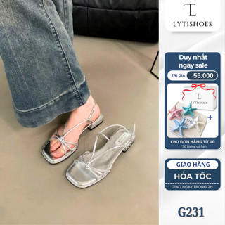 Sandal nữ quai dây mảnh đế thấp 3cm mũi vuông thời trang dự tiệc giày sandal nữ hottrend Lytishoes G231