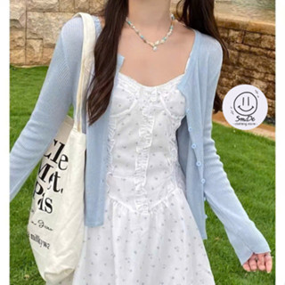 Áo Len Gân Dệt Kim Mỏng Nhẹ Nhàng Dễ Thương, Áo Khoác Len Cardigan Cài Khuy Tay Dài Dáng Ngắn Smide Clothing