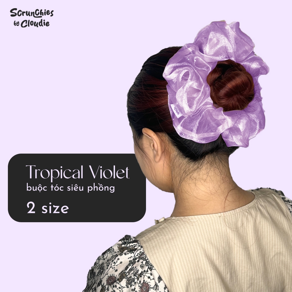 Buộc Tóc Siêu To Phồng XXL Scrunchies Vải Organza Màu Tím | Cloudie Violet Cloud Scrunchies