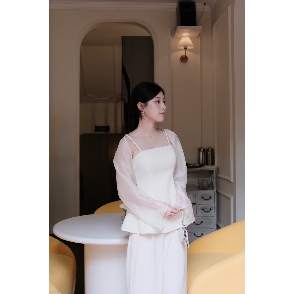 Charm Set - Set đồ nữ peplum hai dây phối áo khoác voan và quần dài,short chất liệu cao cấp thời trang thiết kế Hiin | BigBuy360 - bigbuy360.vn