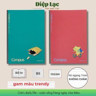 (3q) Vở kẻ ngang Campus Cat's Daily Life 80tr kẻ ngang ko chấm bìa trendy vpp Diệp Lạc