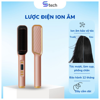 Lược Điện Chải Thẳng Tóc 10 triệu ion âm tạo kiểu, bảo vệ tóc, lược gỡ rối, cụp đuôi, làm phồng chân tóc Stech