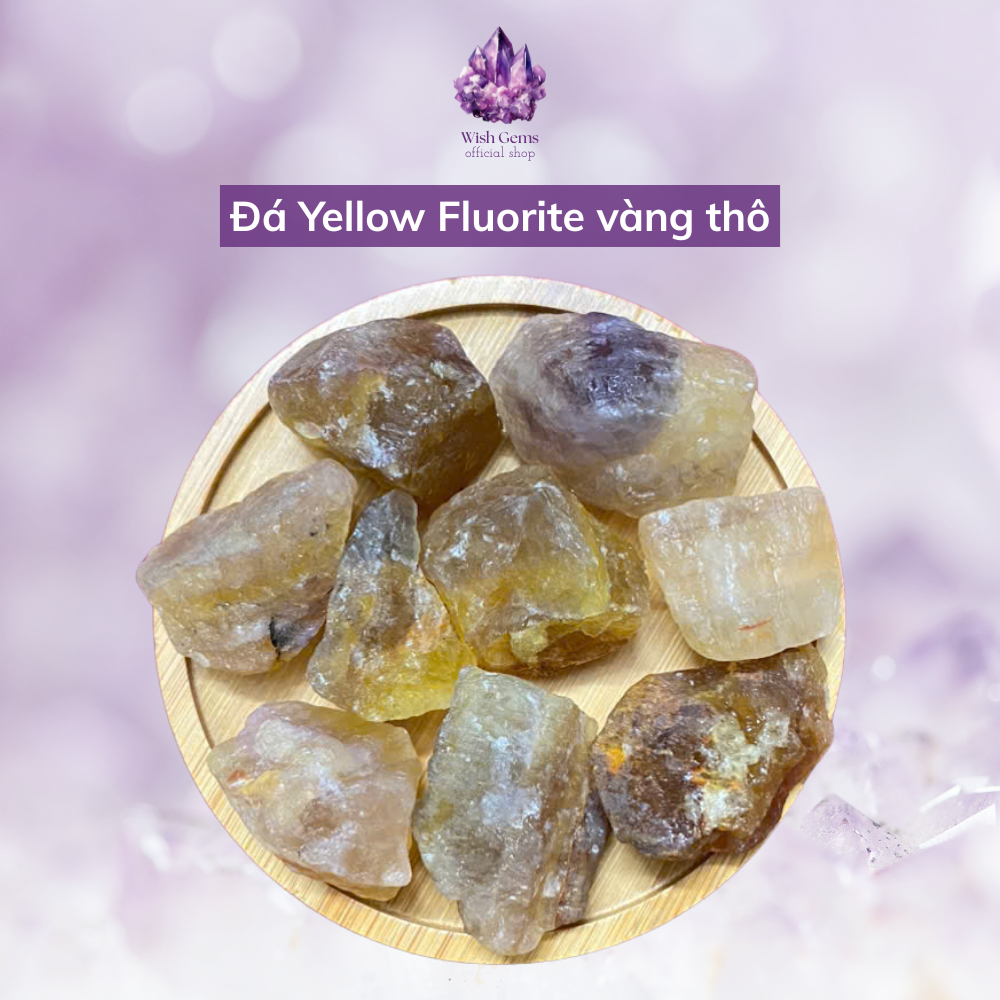 Đá Yellow Fluorite vàng thô sưu tầm, reiki, thanh tẩy năng lượng tarot