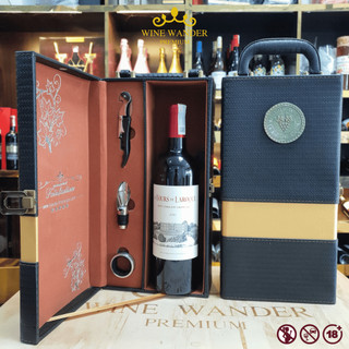  Hộp quà tặng cao cấp Hộp da kèm Rượu Vang Pháp nhập khẩu Les Tours de Laroque 750ml - Wine Wander 
