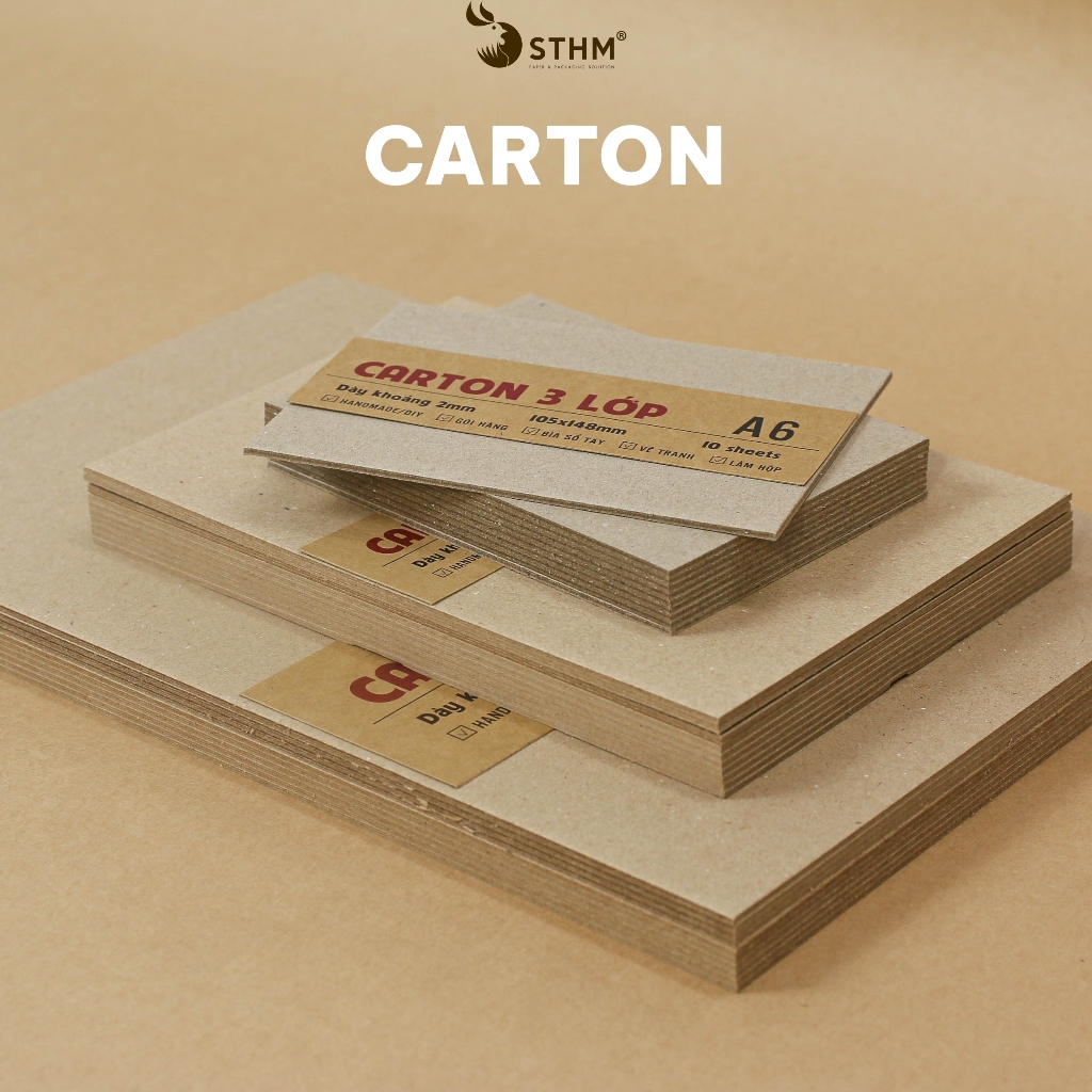 [STHM stationery] - 10 tờ carton 2 lớp, 3 lớp, làm bìa sổ tay, đóng gói sản phẩm, quà handmade, DIY
