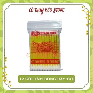 [12 Gói] Combo 12 Gói Tăm Bông Ráy Tai Cao Cấp Hello - Gói Tăm Bông Ngoáy Tai Loại Lớn - Túi Zip Rấy Tai 2 Đầu
