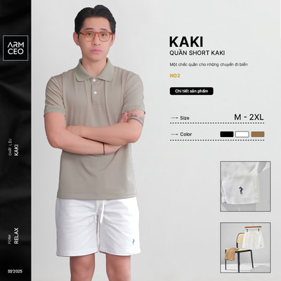 Quần short kaki ARMCEO co giãn cao cấp vừa thanh lịch vừa thoải mái -N02