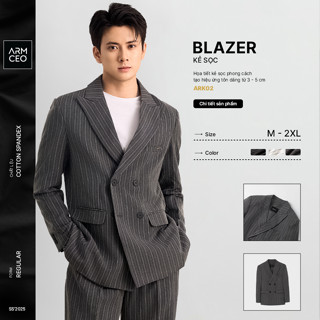 Áo blazer nam nữ kẻ sọc unisex ARMCEO mới nhất chất liệu cotton spandex đứng form -ARK02
