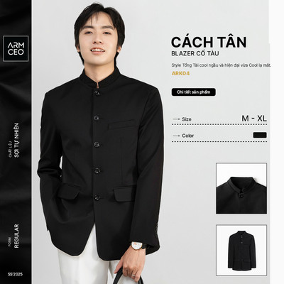 Áo khoác vest nam ARMCEO cổ tàu cao cấp cách tân Trung Hoa "Tôn Trung Sơn" phiên bản Việt -ARK04