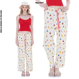 UNRÊVE FUNKI Wide Leg Trousers with String Quần Mặc Nhà Quần Ống Rộng Hoạt Hình Nữ Thời Trang Quần Ngủ Nữ