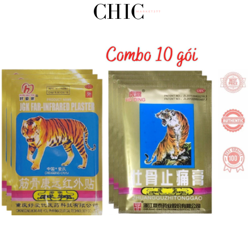 [Chỉ Bán Chính Hãng] [Combo 10 gói] Miếng dán giảm đau con cọp 5 chữ/ 7 chữ Thái Lan, Cao dán giảm đ