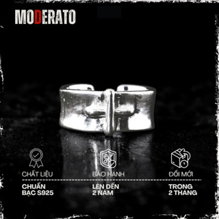  Nhẫn bạc S925 Moderato Plus nam nữ Free size bản to - 30005 