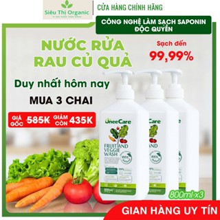  COMBO 3 CHAI  Nước rửa rau củ quả uneecare - Công nghệ Saponin từ trà xanh độc quyền Sạch 99% 