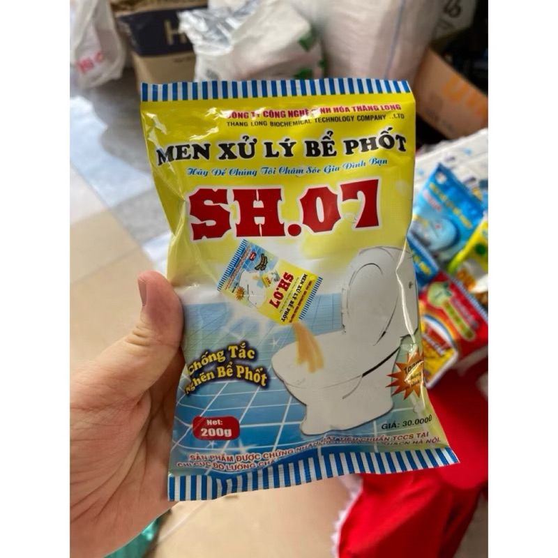 5 Gói Men Vi Sinh Hầm Cầu Bể Phốt Chống Đầy Hầm Bồn Cầu, Khử Mùi Hôi, Giúp Nước Xả Nhanh Mạnh SH07 (200g / Gói), Hàng Ch
