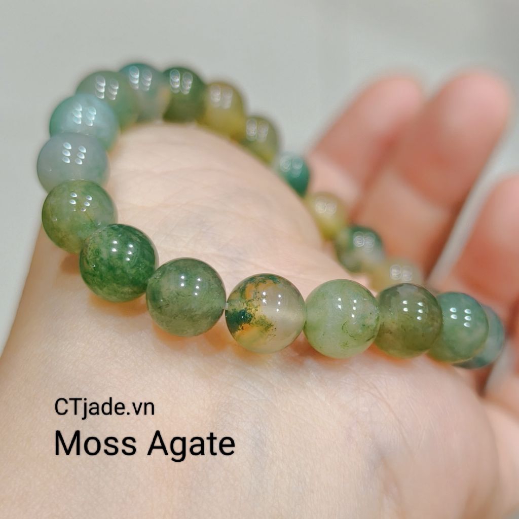 SGN 1912191 Vòng chuỗi đeo tay đá mã não rêu thiên nhiên 8ly Saigonistar CTjade