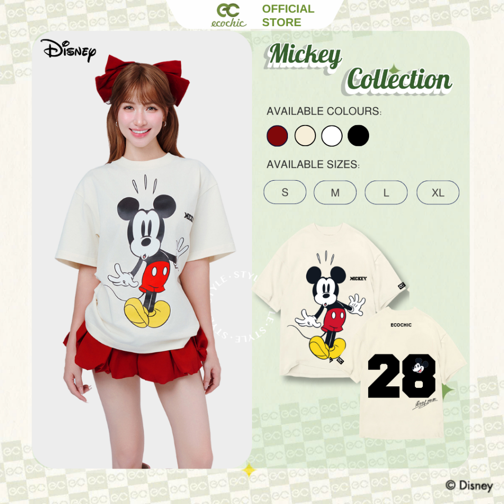 Áo Phông Oversize ECOCHIC x HÒA MINZY MICKEY'S DELIGHT Chính Hãng Bản Quyền Disney MICKEY COLLECTION