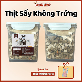 [Không Trứng] Hộp thịt sấy khô cho chó mèo mix vị, gà sấy, gan, cá trứng sấy...cho mèo - Shiba Shop