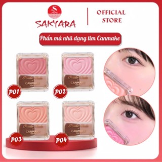  Phấn má hồng Canmake Powder Cheeks nhũ trái tim kèm cọ - Nội địa Nhật 