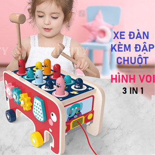 [Kho sỉ] Đồ Chơi gỗ Đập Chuột Hình Con Voi  Kết Hợp Trò Chơi Luyện Khả Năng Phản Xạ Cho Bé Happykids Shop