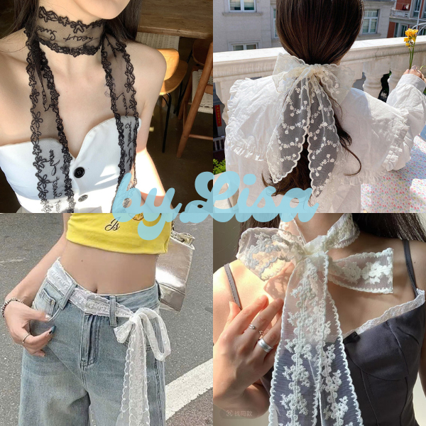 Khăn Lụa Hoa Văn Đa Năng Choker Cổ, Khăn Turban Cột Tóc Phụ Kiện Đeo Cổ by.Lisa