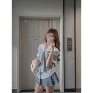 Áo cadigan CỘC TAY phối KHĂN CỔthun mặc hai kiểu Samhyewear Thời Trang Nữ