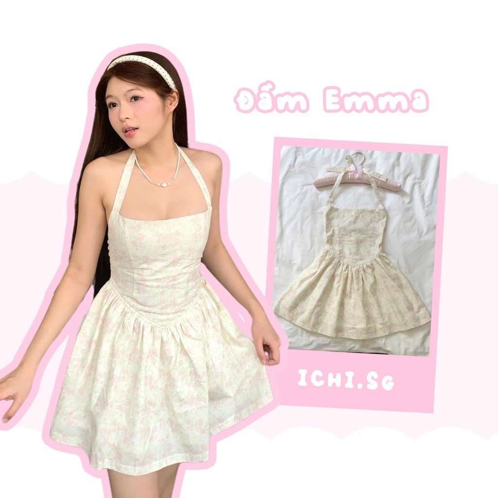 Emma dress - đầm hoa tùng xoè - ICHI.SG