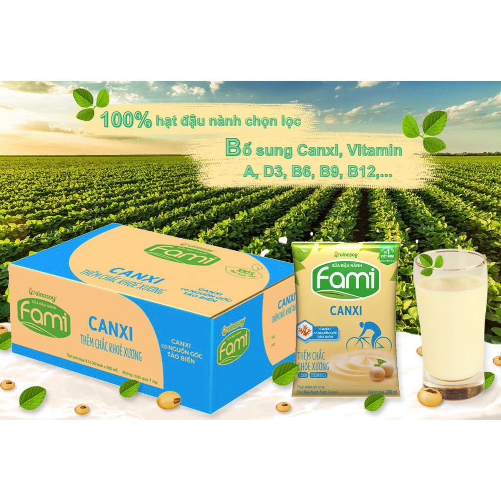 Sữa đậu nành Fami Canxi bịch 200ml