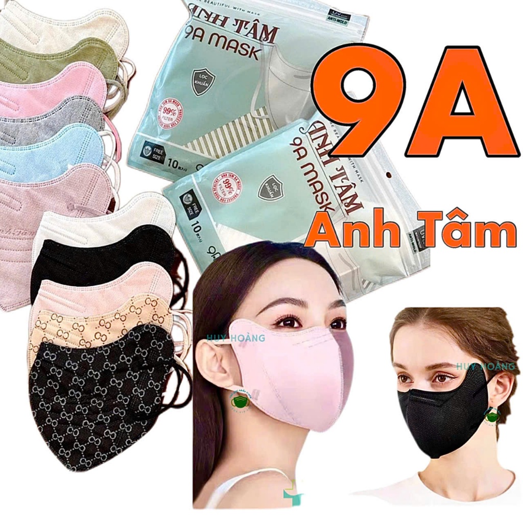 [Mặt To] 100 chiếc Khẩu trang 9A ANH TÂM 5 lớp chống nắng gò má, tia UV che kín mặt 50kg - 85kg - sa