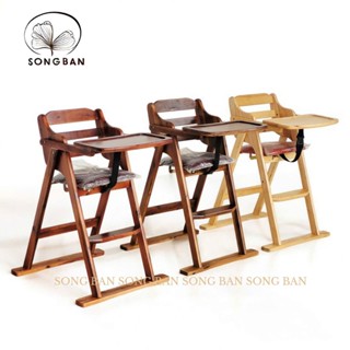 Ghế Ăn Dặm Xếp Gọn Gàng Gỗ Cao Su Cho Bé (Nhiều Màu) - Hàng VN Xuất Khẩu