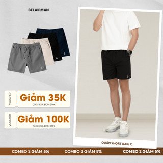  Quần Short nam có dây rút vải Kaki nhung cao cấp trẻ trung lịch lãm chuẩn form BELAIRMAN - QSDR0081 
