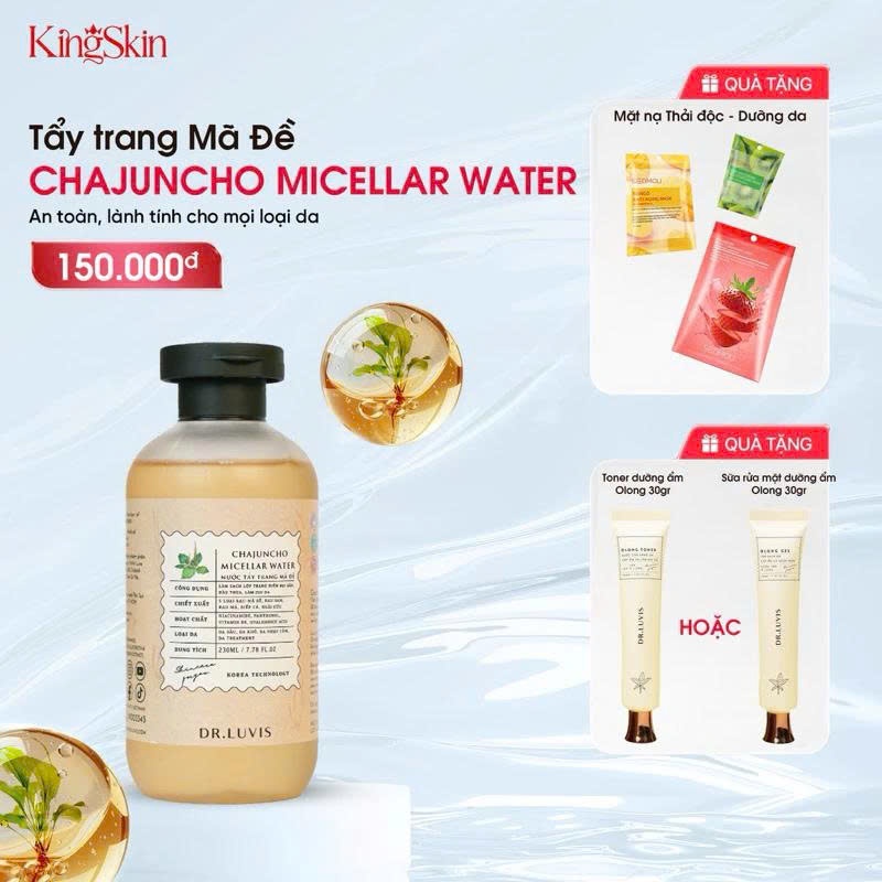 [Dr.Luvis] Nước Tẩy Trang Chiết Xuất Mã Đề Làm Sạch Sâu Cho Thường Khô Da Mụn Da Dầu Nhạy Cảm