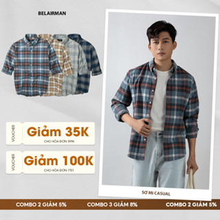  Áo sơ mi nam dài tay CASUAL cổ bẻ hoạ tiết caro sang trọng chất vải Flanel mềm cao cấp - BELAIRMAN 