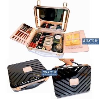 [Size 30cm] Cốp Mini Make Up Cá Nhân Có Gương Đèn LED Beauty Case