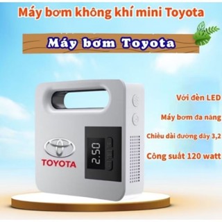 Bơm Lốp Xe Ô Tô Loại Mạnh TOYOTA - Tự Ngắt 12V, Màn Hình Điện Tử, Tích Hợp Đèn Pin Tiện Dụng⚡