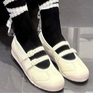 Giày búp bê lười bigsize nữ Onit_suka Ti_ger màu trắng siêu êm nhẹ ,sneaker giày sục quai dán lolita cao cấp big size nữ