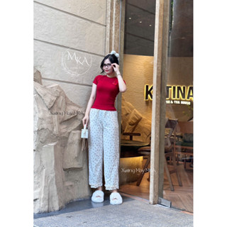 MKA Sét Đồ Bộ Mặc Nhà Áo Thun ôm Body Thiêu Hình Cherry Xưởng May MKA