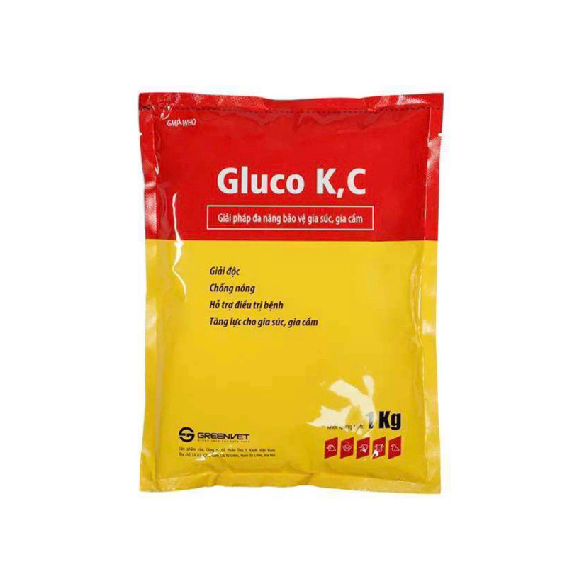 [Gói 1kg] -Gluco-K-C: Bổ sung vitamin K, vitamin C và glucose cung cấp năng lượng cho heo, bò, gà, v