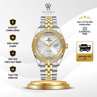 Đồng Hồ Carnival Nam 8190G-CV-T Máy Pin/ Quart Kính Sapphire Size Mặt 40mm Chống Nước Dây Kim Loại Chính Hãng