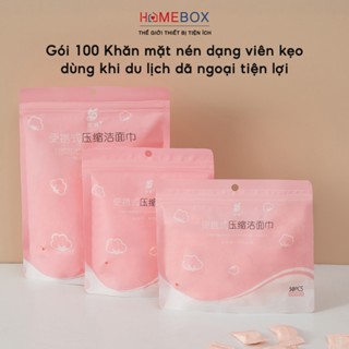 Gói 100 Khăn Mặt Nén Du Lịch Dạng Viên Kẹo Tròn Viên Khăn Nén Dùng 1 Lần Khi Đi Du Lịch Khách Sạn